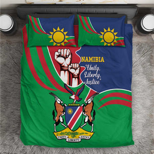 Namibia Independence Day Bedding Set Coat Of Arms Curve Style