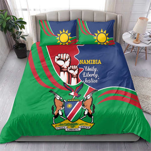 Namibia Independence Day Bedding Set Coat Of Arms Curve Style