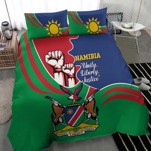 Namibia Independence Day Bedding Set Coat Of Arms Curve Style