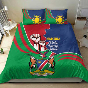 Namibia Independence Day Bedding Set Coat Of Arms Curve Style