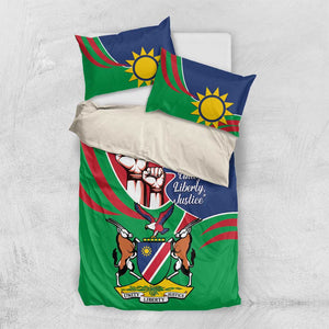 Namibia Independence Day Bedding Set Coat Of Arms Curve Style