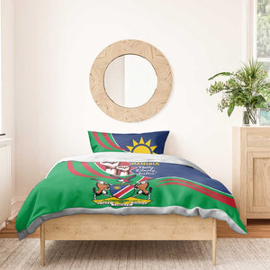 Namibia Independence Day Bedding Set Coat Of Arms Curve Style