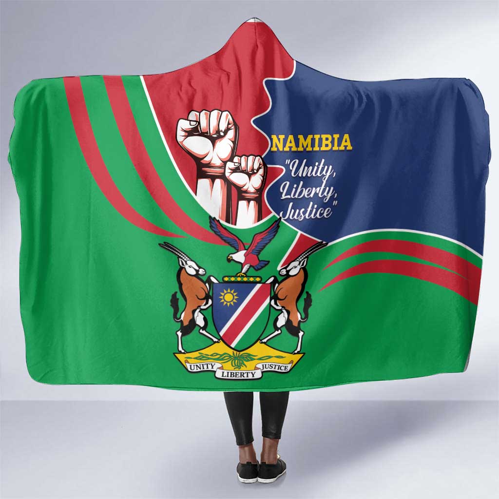 Namibia Independence Day Hooded Blanket Coat Of Arms Curve Style