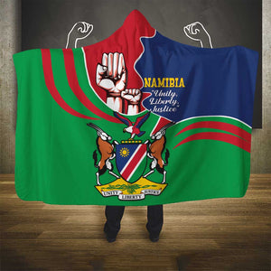 Namibia Independence Day Hooded Blanket Coat Of Arms Curve Style