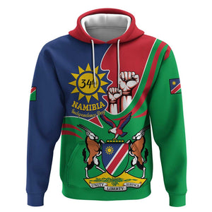 Namibia Independence Day Hoodie Coat Of Arms Curve Style