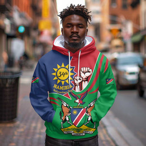 Namibia Independence Day Hoodie Coat Of Arms Curve Style