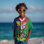 Namibia Independence Day Kid Hawaiian Shirt Coat Of Arms Curve Style