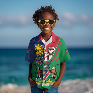 Namibia Independence Day Kid Hawaiian Shirt Coat Of Arms Curve Style