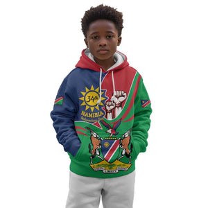 Namibia Independence Day Kid Hoodie Coat Of Arms Curve Style