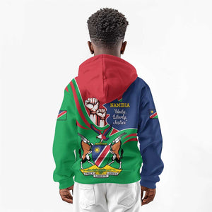 Namibia Independence Day Kid Hoodie Coat Of Arms Curve Style