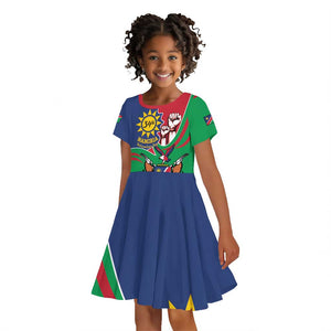 Namibia Independence Day Kid Short Sleeve Dress Coat Of Arms Curve Style