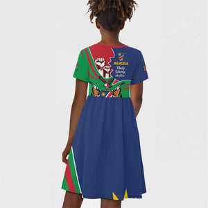 Namibia Independence Day Kid Short Sleeve Dress Coat Of Arms Curve Style