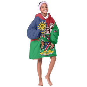 Namibia Independence Day KId Wearable Blanket Hoodie Coat Of Arms Curve Style