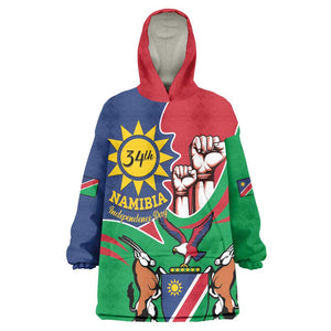 Namibia Independence Day KId Wearable Blanket Hoodie Coat Of Arms Curve Style