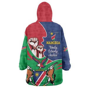 Namibia Independence Day KId Wearable Blanket Hoodie Coat Of Arms Curve Style