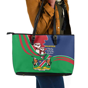 Namibia Independence Day Leather Tote Bag Coat Of Arms Curve Style