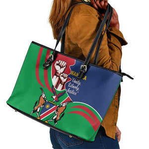 Namibia Independence Day Leather Tote Bag Coat Of Arms Curve Style