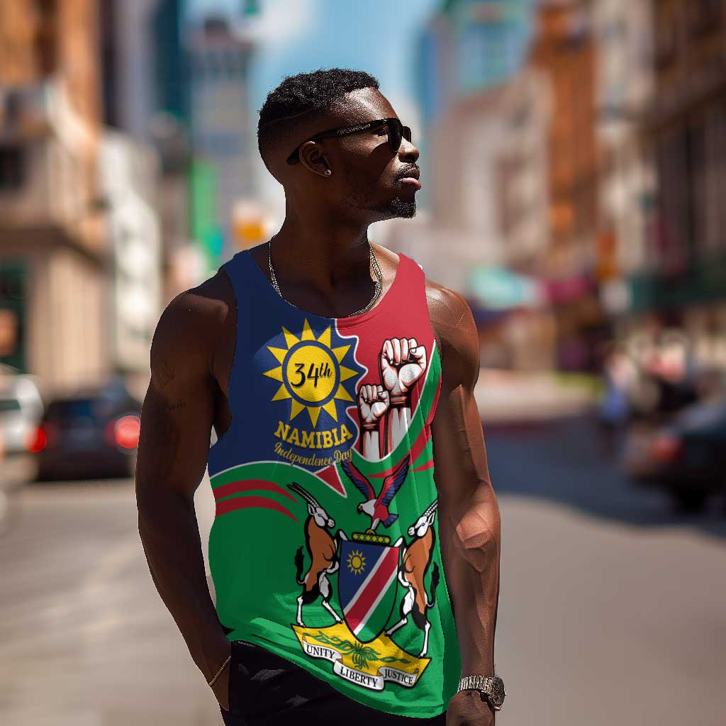 Namibia Independence Day Men Tank Top Coat Of Arms Curve Style