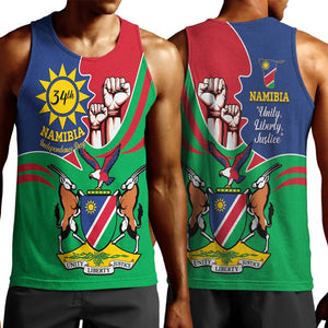 Namibia Independence Day Men Tank Top Coat Of Arms Curve Style