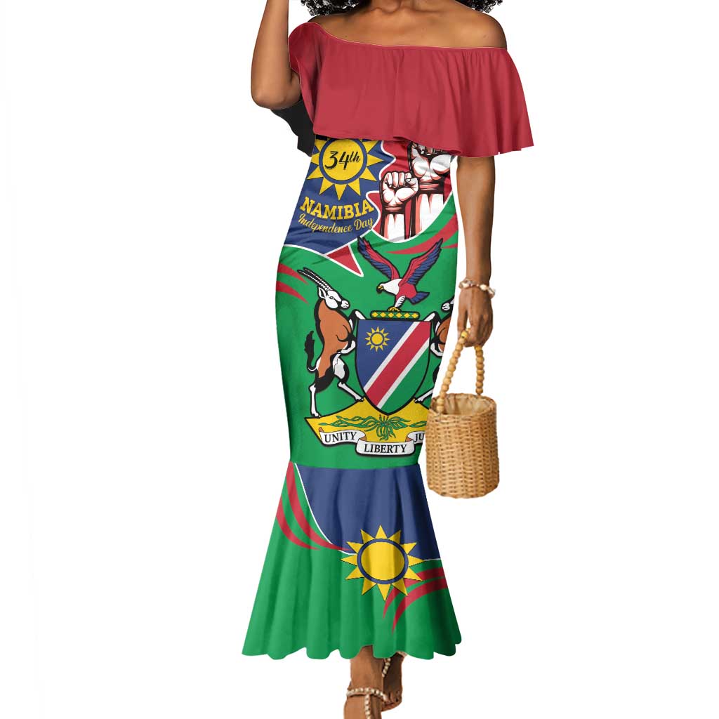 Namibia Independence Day Mermaid Dress Coat Of Arms Curve Style