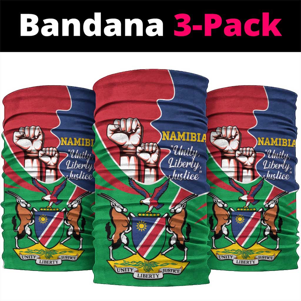 Namibia Independence Day Neck Gaiter Coat Of Arms Curve Style LT14