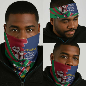 Namibia Independence Day Neck Gaiter Coat Of Arms Curve Style LT14