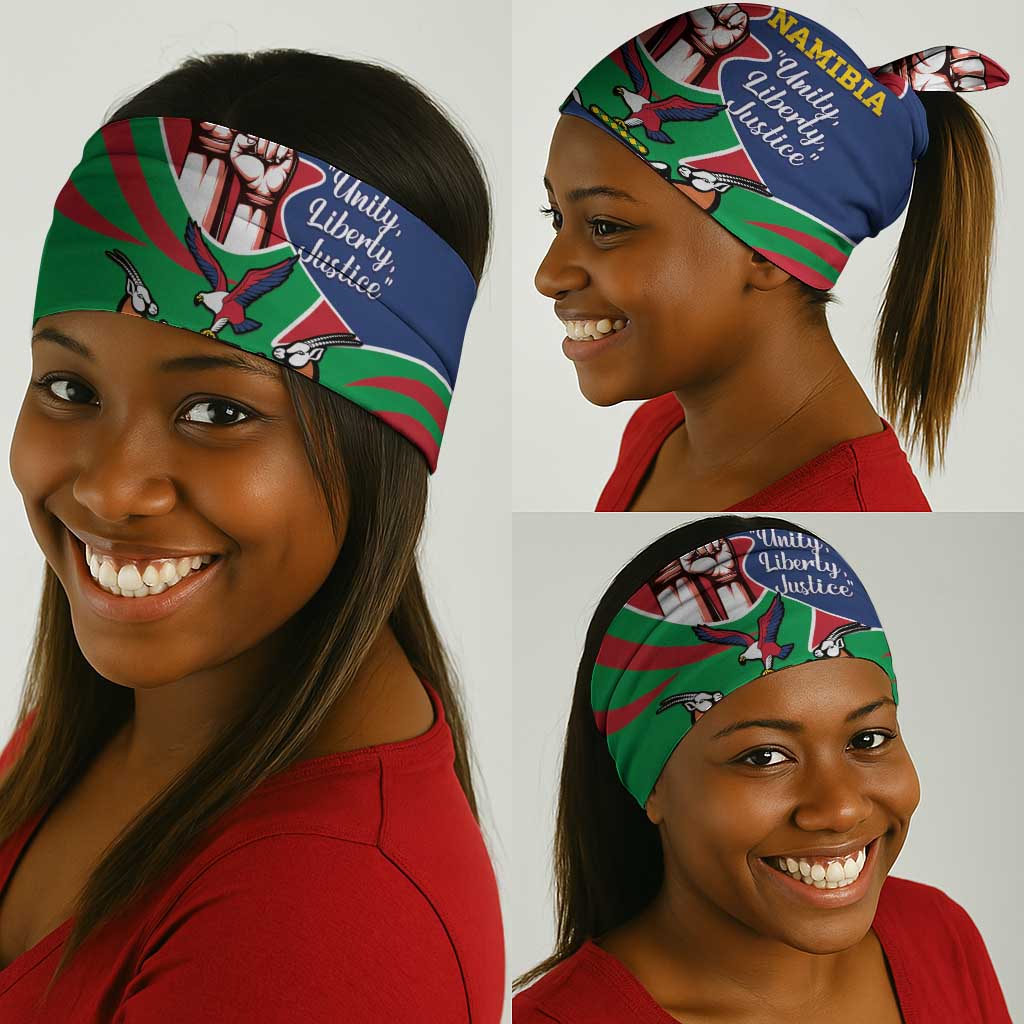 Namibia Independence Day Neck Gaiter Coat Of Arms Curve Style LT14