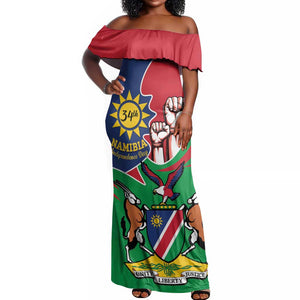 Namibia Independence Day Off Shoulder Maxi Dress Coat Of Arms Curve Style