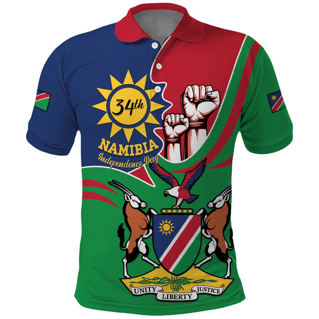 Namibia Independence Day Polo Shirt Coat Of Arms Curve Style