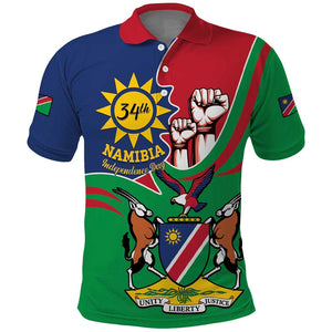 Namibia Independence Day Polo Shirt Coat Of Arms Curve Style