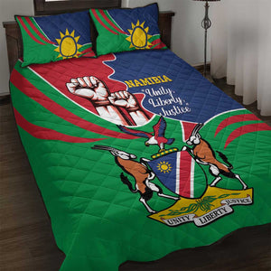 Namibia Independence Day Quilt Bed Set Coat Of Arms Curve Style