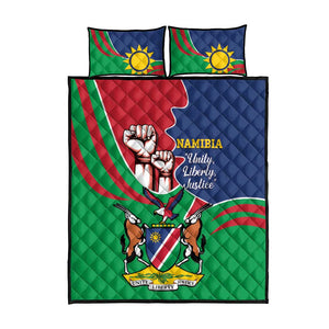 Namibia Independence Day Quilt Bed Set Coat Of Arms Curve Style