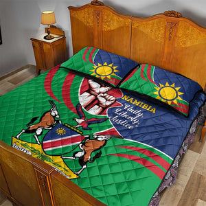 Namibia Independence Day Quilt Bed Set Coat Of Arms Curve Style