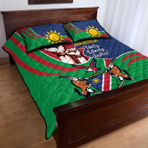 Namibia Independence Day Quilt Bed Set Coat Of Arms Curve Style