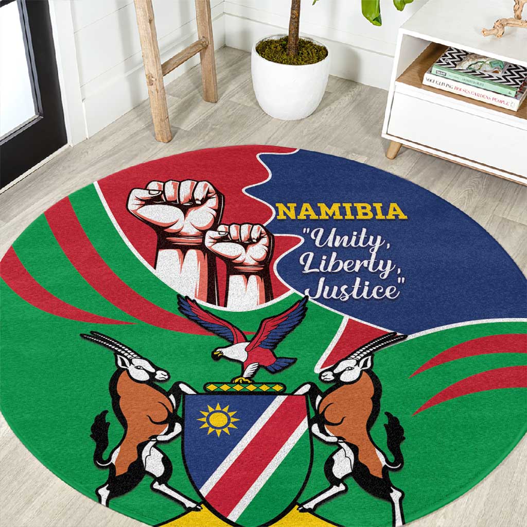 Namibia Independence Day Round Carpet Coat Of Arms Curve Style