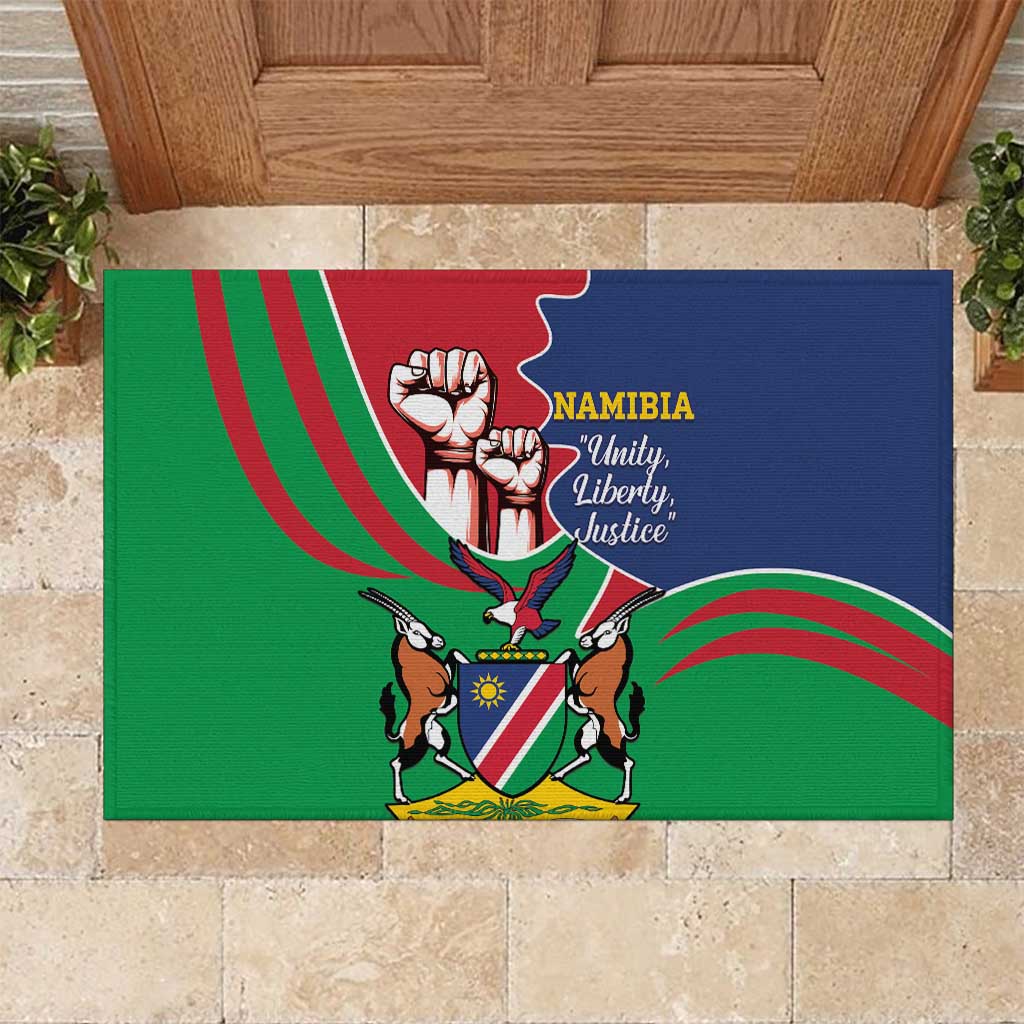 Namibia Independence Day Rubber Doormat Coat Of Arms Curve Style