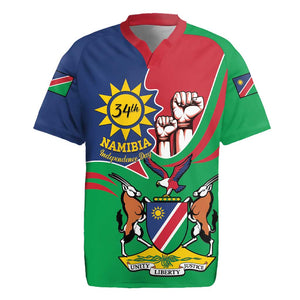 Namibia Independence Day Rugby Jersey Coat Of Arms Curve Style