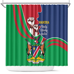 Namibia Independence Day Shower Curtain Coat Of Arms Curve Style