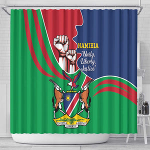 Namibia Independence Day Shower Curtain Coat Of Arms Curve Style