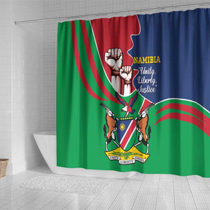 Namibia Independence Day Shower Curtain Coat Of Arms Curve Style