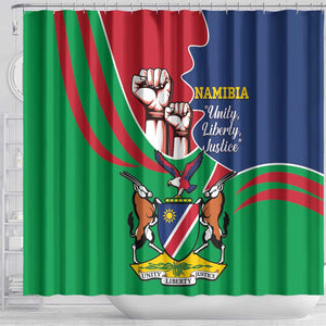 Namibia Independence Day Shower Curtain Coat Of Arms Curve Style