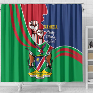 Namibia Independence Day Shower Curtain Coat Of Arms Curve Style