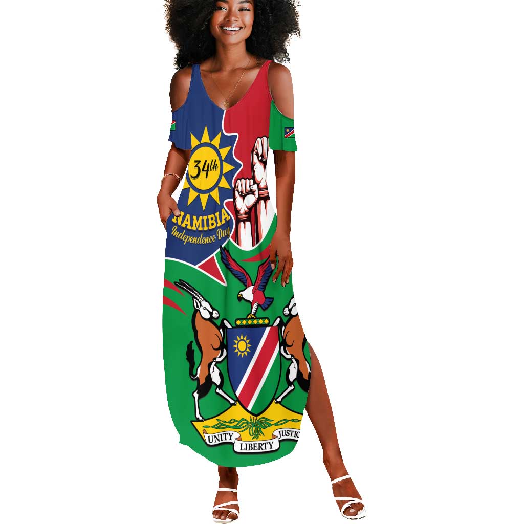 Namibia Independence Day Summer Maxi Dress Coat Of Arms Curve Style