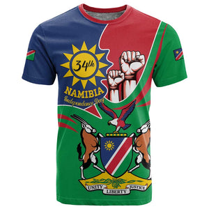 Namibia Independence Day T shirt Coat Of Arms Curve Style