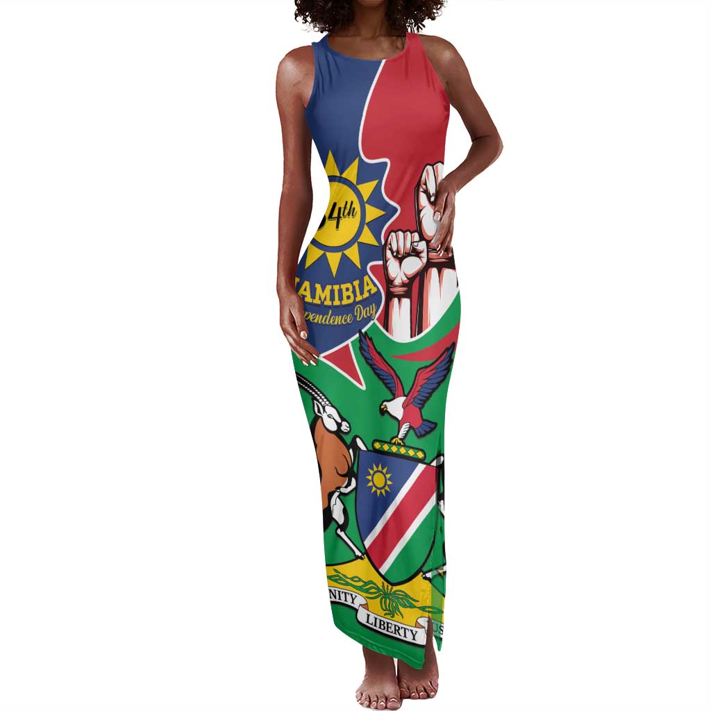 Namibia Independence Day Tank Maxi Dress Coat Of Arms Curve Style