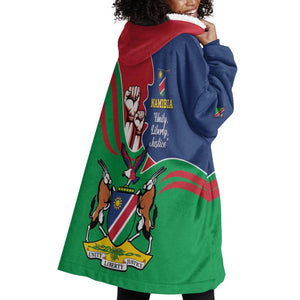 Namibia Independence Day Wearable Blanket Hoodie Coat Of Arms Curve Style