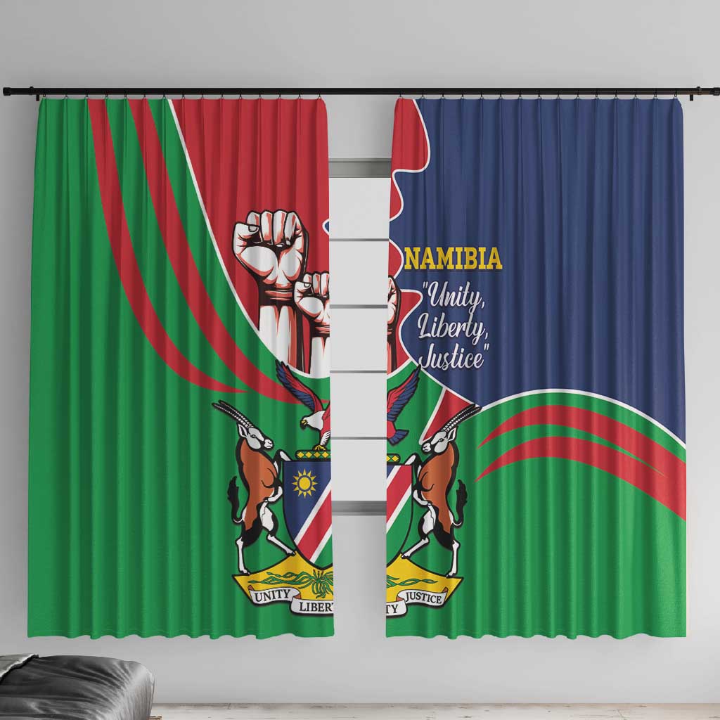 Namibia Independence Day Window Curtain Coat Of Arms Curve Style