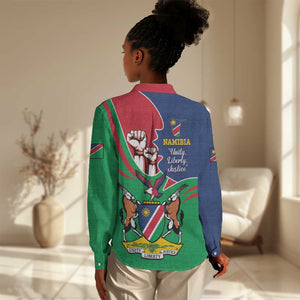 Namibia Independence Day Women Casual Shirt Coat Of Arms Curve Style