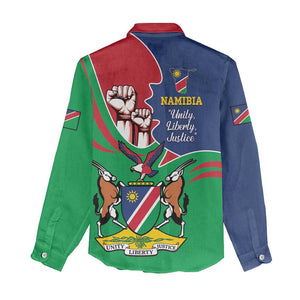 Namibia Independence Day Women Casual Shirt Coat Of Arms Curve Style