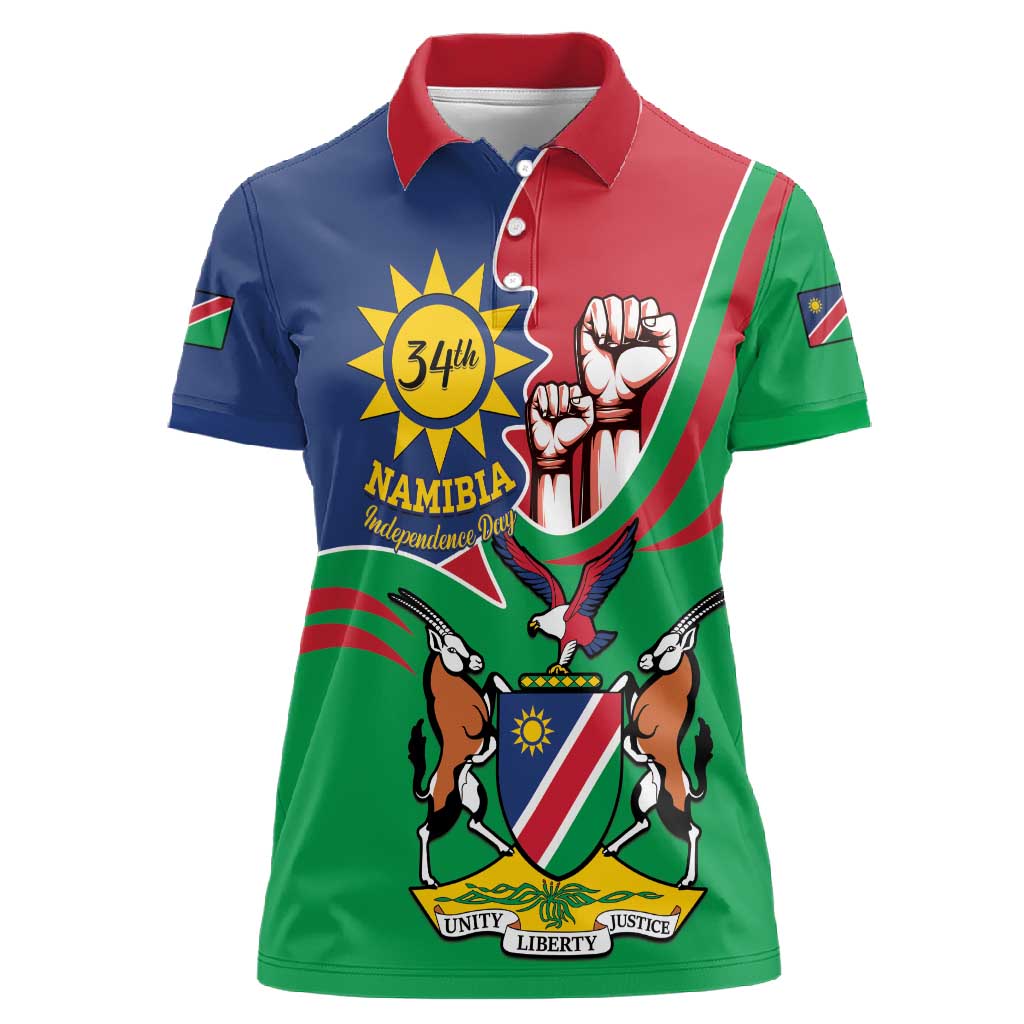 Namibia Independence Day Women Polo Shirt Coat Of Arms Curve Style